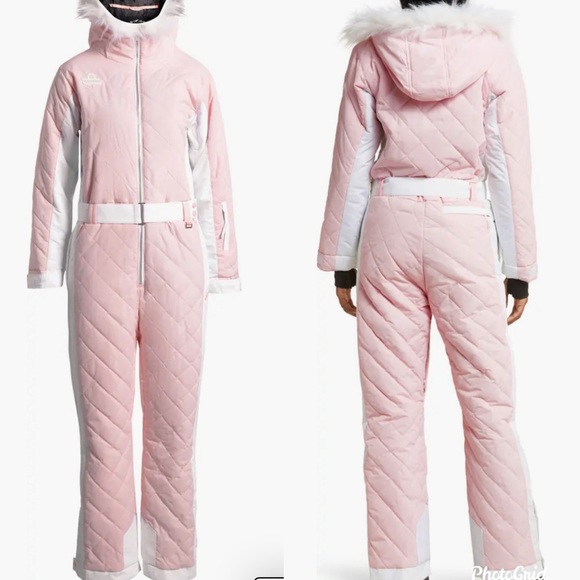 Tipsy Elves Jackets & Blazers - Tipsy Elves Powder Pink Faux Fur Trim Waterproof Snowsuit Women's Small NWT Ski